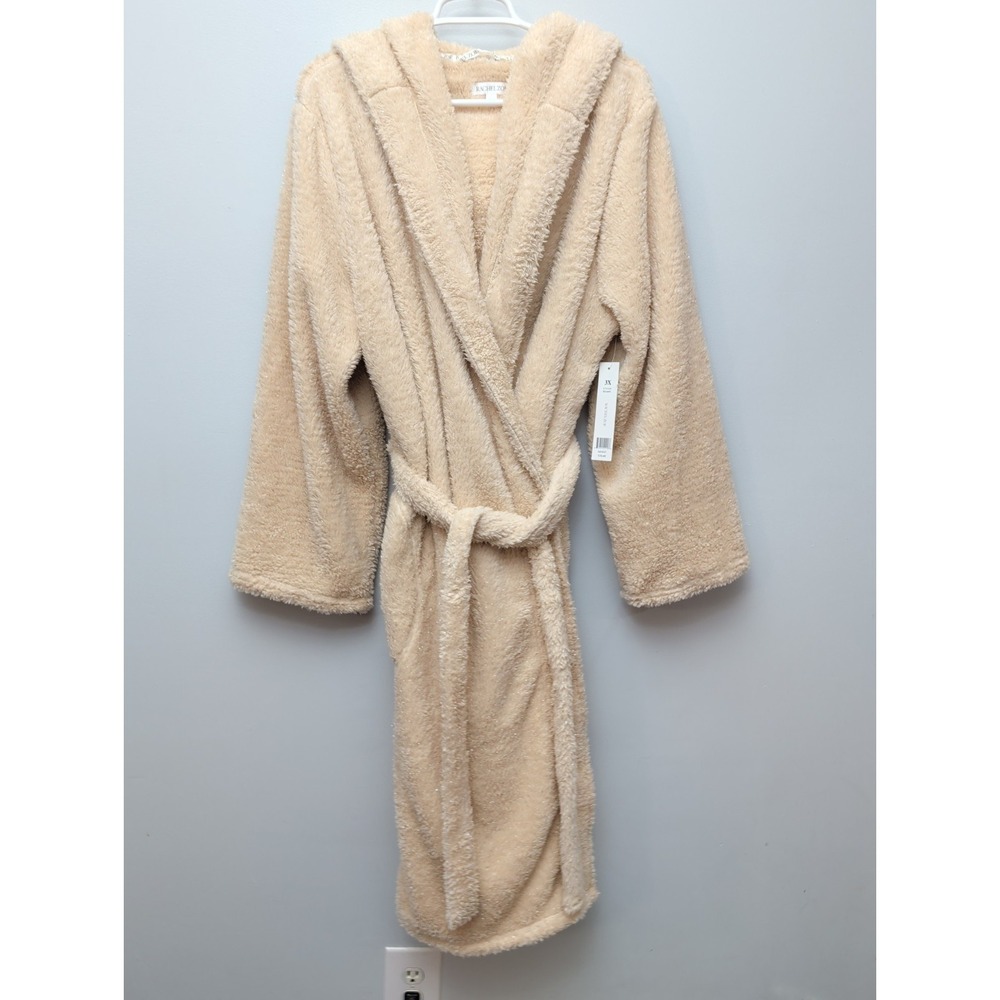 DR3 NWT Rachel Zoe Plus Size Hooded Robe (Sand Dollar) Size 3XL Warm Cozy Soft